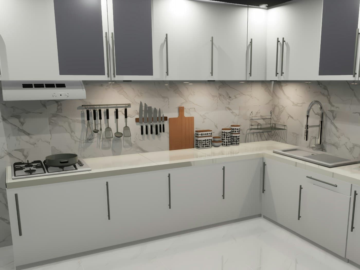 Kitchen elevation study, illustrative kitchen planning image